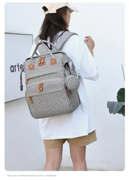 Sac à Langer Multifonction avec Lit Pliant et USB Intégré – Image 11